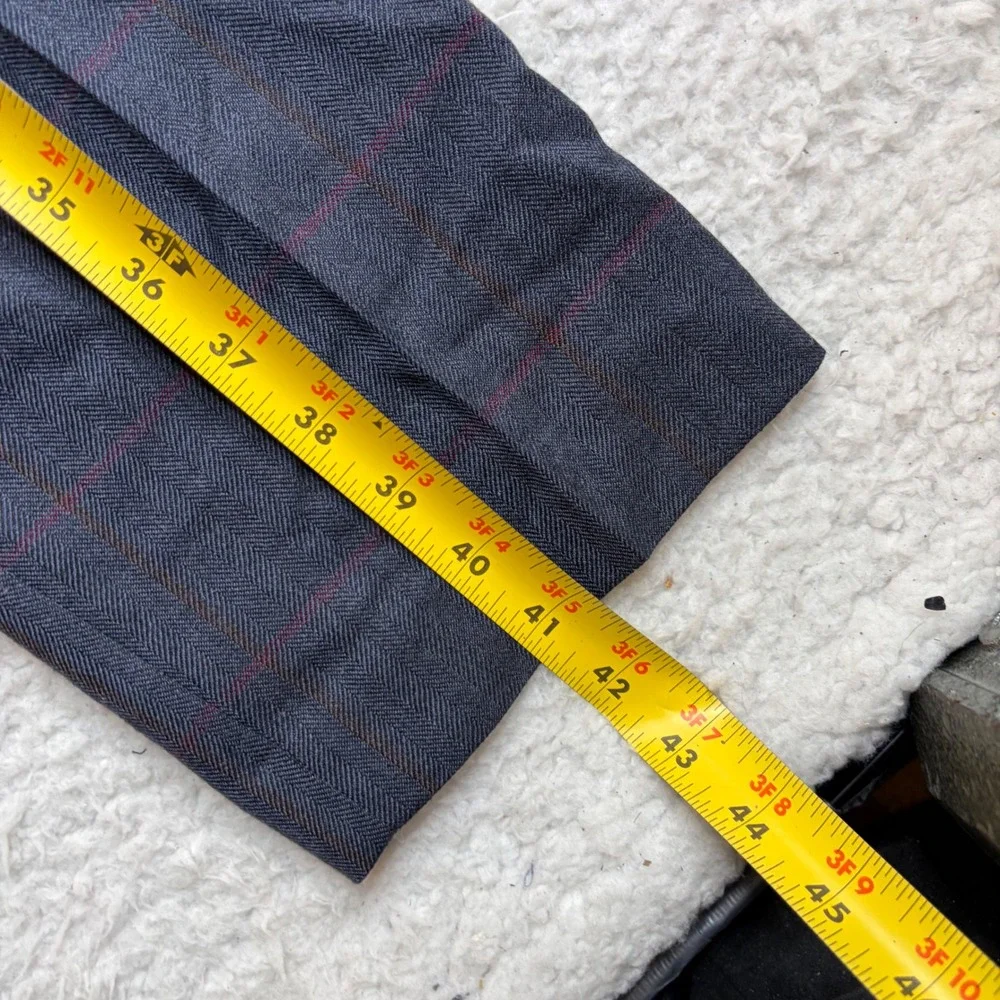 J.Crew Ludlow pleated Wool Dress Pants Navy Herringbone Windowpane 34x32 (35x31)
